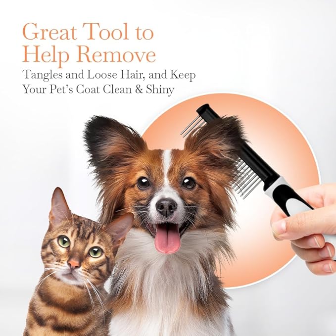 Fuller Brush Single-Sided Pet Comb - 25 Rust-Resistant Stainless Steel Pins - Ergonomic Rubberized Easy Grip Handle - Remove Tangles, Mats & Reduce Loose Hair - Tool for Grooming Dogs & Cats-PurrikoPets