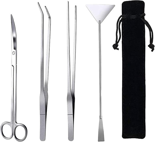 15in Aquascaping Tools, 4 in 1 Long Aquarium Tweezers Scissors Spatula, Stainless Steel Aquatic Plants Aquascaping Tools Set for Fish Starter Kits, Aquariums Tank and Terrarium-PurrikoPets