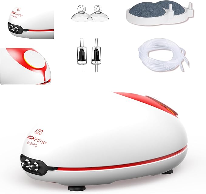 5w Ultra Quiet Aquarium Air Pump, Aquarium Aerator Adjustable Airflow, Single Hole Suitable for 100 to 160 GPH Fish Tank-PurrikoPets