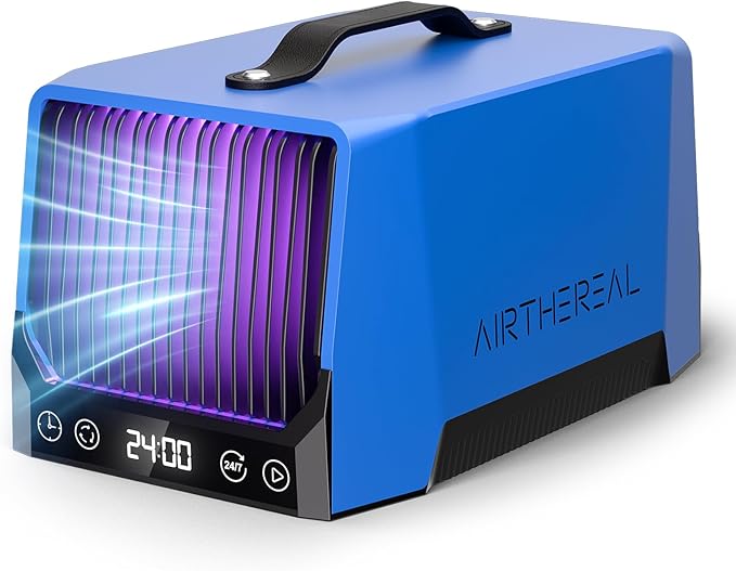 Airthereal DA25 Desktop Ozone Generator, 60,000mg/h High Capacity Odor Eliminator for Smoke, VOCs and Pet Odors, Portable Ozone Machine for Home, Garage & Car, Cover up to 5,000 sq.ft (Blue)-PurrikoPets