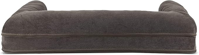 Furhaven Orthopedic Dog Bed for Large/Medium Dogs w/ Removable Bolsters & Washable Cover, For Dogs Up to 55 lbs - Sherpa & Chenille Sofa - Coffee, Large-PurrikoPets