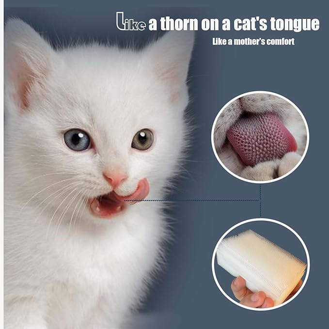 2PC Soft Cat Brush for Grooming - Gentle Cat Tongue Brush with 1300+ Barbed Serrations, Brushes for Sensitive Cats - Lightweight, gentle, Perfect for Daily Grooming & Enhancing Bonding-PurrikoPets