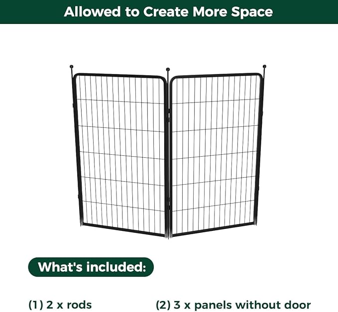 FXW Rollick Unleashed Dog Playpen for Indoor, Yard, RV Camping, 45 inch 2 Panels for Large Dogs, Black│Patented-PurrikoPets