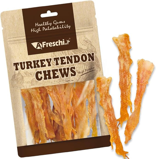 Afreschi Turkey Tendon Flake 3.5 oz, USA-Sourced Turkey Tendon, Dog Treats for Classic Series, All Natural Human Grade Dog Treat, Suitable for Training chew, Rawhide Alternative-PurrikoPets