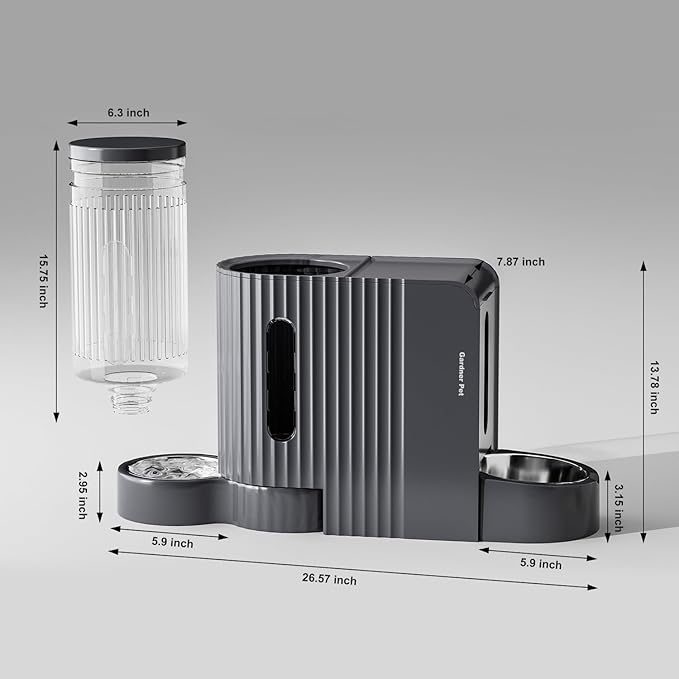 Gardner Pet Automatic Gravity Cat Food Feeder and Water Dispenser Stainless Steel Two-in-One Set Large Capacity Dispenser for Medium, Large Dogs, Puppies, Kittens, Rabbits-(1.6 Gallons x 2)-PurrikoPets