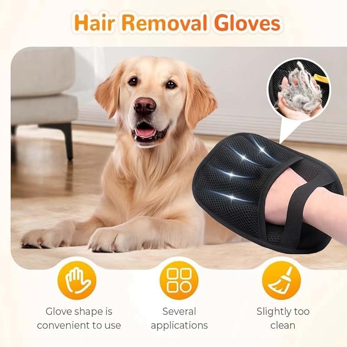 2PCS Pet Hair Remover, Electrostatic Pet Hair Removal Gloves, Reusable Cat & Dog Hair Remover for Couch, Furniture, Carpet, Curtain, Upgraded Animal Fur Removal Tool, Cat Grooming Gloves-PurrikoPets