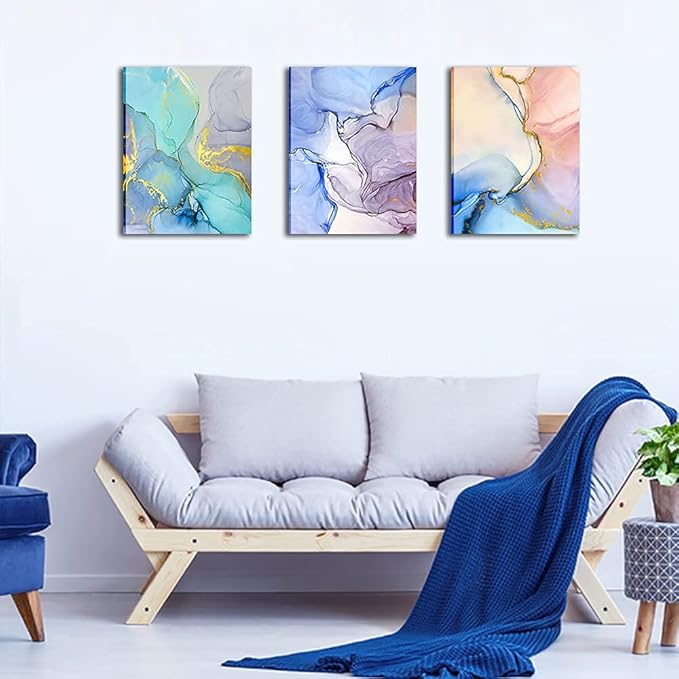Abstract Wall Decor For Living Room Canvas Wall Art Paintings For Bedroom Colorful Color Abstract Wall Artworks Pictures For Office Kitchen Decoration Bathroom Home Decorations Art 3 Piece 12x16 Inch-PurrikoPets