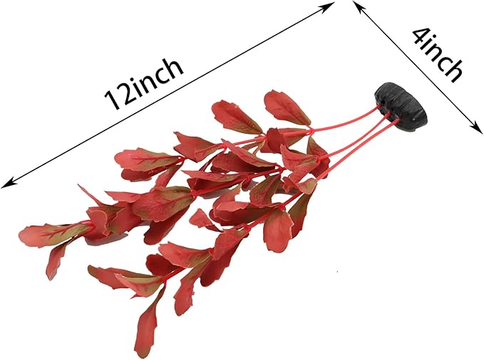 2-Pack 12 Inch Aquarium Silk Aquarium Plants, Artificial Plastic Plant for Small Tank, Goldfish, Fish Hides (Red, 12 Inch)-PurrikoPets