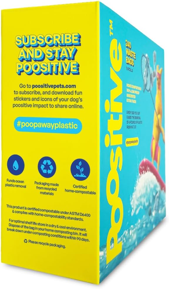 100% Certified Home Compostable Dog Poop Bags - ASTM D6400 & AS 5810 Compliant Dog Waste Bags, 240 bags, 16 rolls, unscented-PurrikoPets