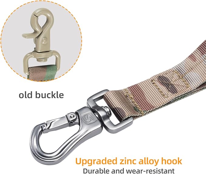 EXCELLENT ELITE SPANKER Bungee Dog Leash Tactical Nylon Adjustable Tactical No Pull Leads Rope for Dogs Quick Release Military Rope with 2 Control Handle (MCP)-PurrikoPets