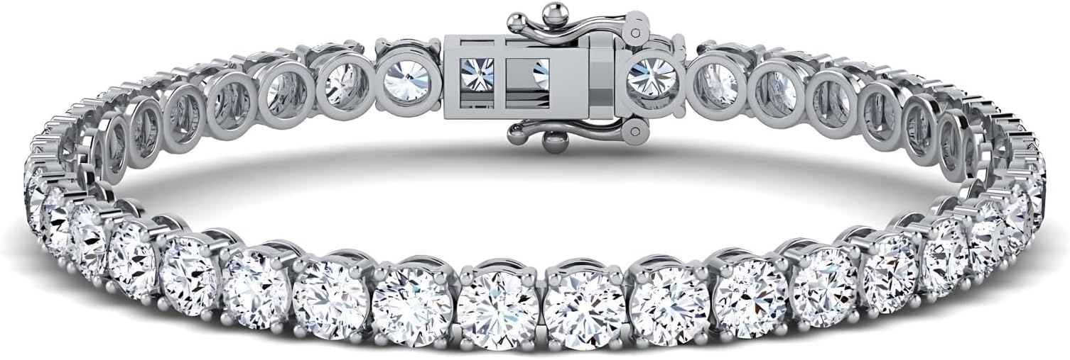 0.50-15 Carat Lab Grown Classic Diamond Tennis Bracelet 4 Prong Setting Luxury Collection (F-G Color, SI Clarity) Length- 7 Inch