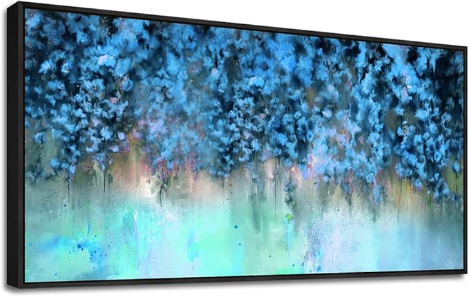 Framed Abstract Canvas Wall Decor For Living Room Wall Decorations For Bedroom Modern Office Wall Decorations Blue Fashion Pictures Artwork Bathroom Canvas Art Prints Kitchen Home Decor 20" X 40"-PurrikoPets