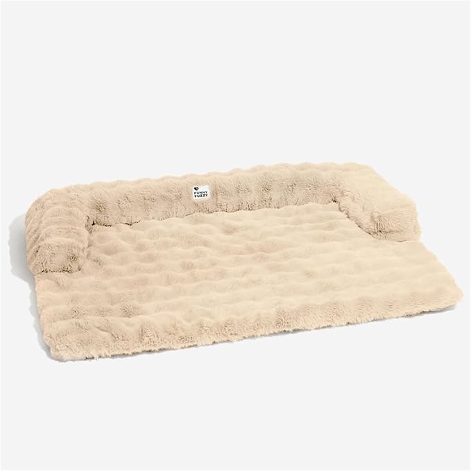 FUNNY FUZZY Pet Fluffy Fuzzy Couch Cover, Calming Washable Dog Bed Sofa Protector Pets Mat for Small Medium Dogs and Cats (Coffee,33.45 × 28.35 × 5.51 in)-PurrikoPets