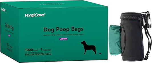 Extended Dog Poop Bags with Dispenser, 1000 Count, Pre-Separated, Lavender Scent, Eco-friendly Material, Extra Thick, 100% Leakproof, 8"x 15.6", Green-PurrikoPets
