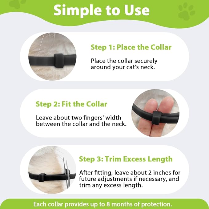 4 Pack Flea and Tick Collar for Cats, Natural Plant Oil Formula Cat Flea Collar Provides 32-Month Protection for Flea Tick Prevention, Waterproof & Adjustable Cat Flea Treatment for Most Cats-PurrikoPets