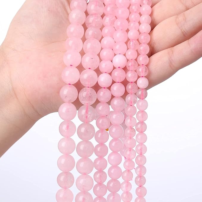 8mm Natural Rose Quartz Beads Pink Energy Crystal Round Loose Beads for Jewelry Making DIY Bracelets 15" 45pcs