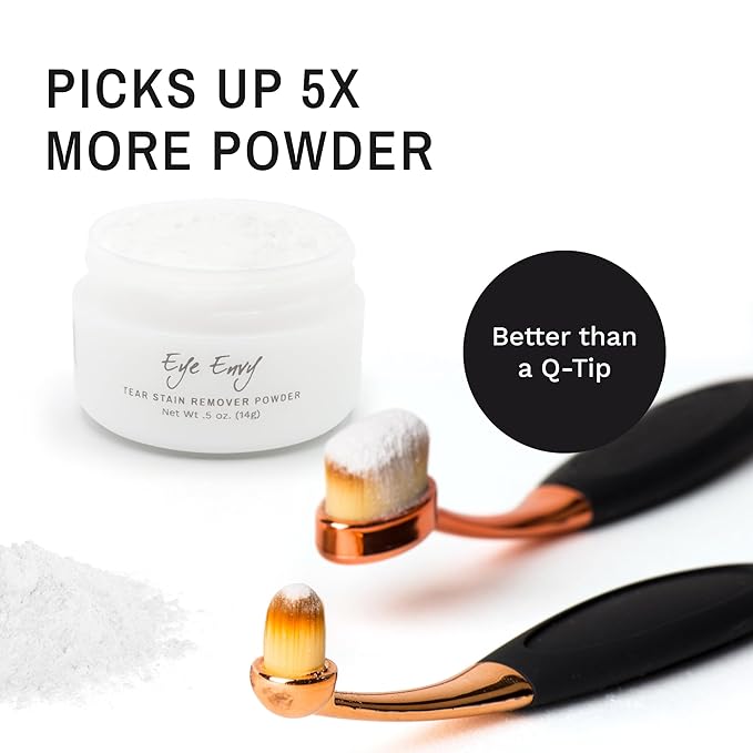 Eye Envy ProPowder Applicator Brush for Dogs and Cats. Use to Safely and Evenly Apply Tear Stain Powder. Large. Washable Superfine Fiber Hair. Long Tapered Bristles. Ergonomic Handle-PurrikoPets