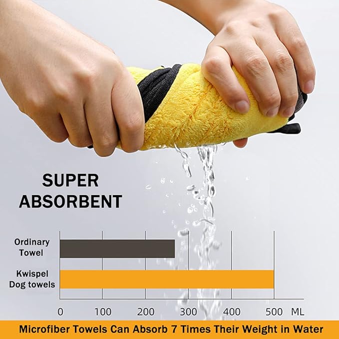 Dog Towel - 2 Pack Large Dog Bath Towel Super Absorbent Microfiber Beach Towels for Quick Drying Small Medium Large Dogs and Cats, Machine Washable,55.1x27.5 inch,Yellow Green-PurrikoPets
