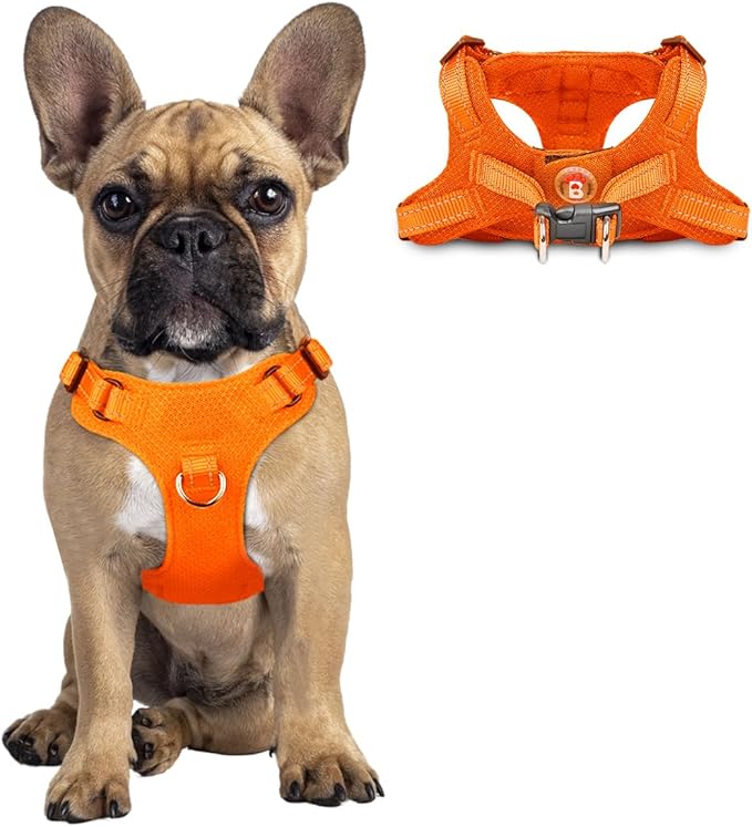 Dog Harness Step in Dog Vest Harness, Reflective Adjustable Puppy No Pull Harness Breathable Soft for Small and Medium Dogs Cats, Orange, S-PurrikoPets