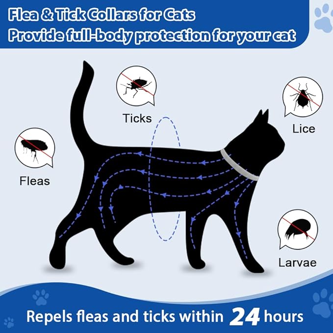 4 Pack Adjustable Flea and Tick Collar for Cats, Natural Plant Oil Formula Cat Flea Collar Provides 32-Month Protection for Flea Tick, Glow-in-The-Dark & Waterproof Cat Flea Treatment for All Cats-PurrikoPets