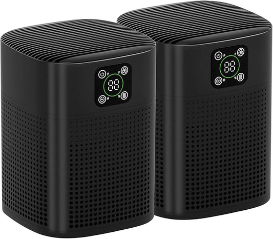 2 Pack Air Purifiers For Home Bedroom, Honeyuan H13 HEPA Air purifier with 360°Air Intake, Coverage up to 650ft², 3 Fan Speeds, Low to 24dB-PurrikoPets