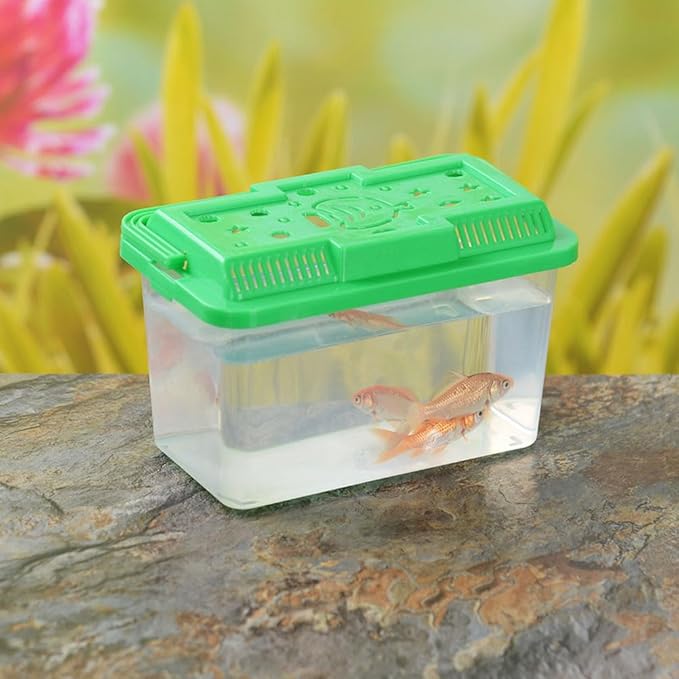 FRCOLOR Portable Plastic Turtle Tank - Transparent Aquarium Carrier Box for Small Pets Ideal for Hamsters Lizards and Fish Easy to Feed and Clean-PurrikoPets