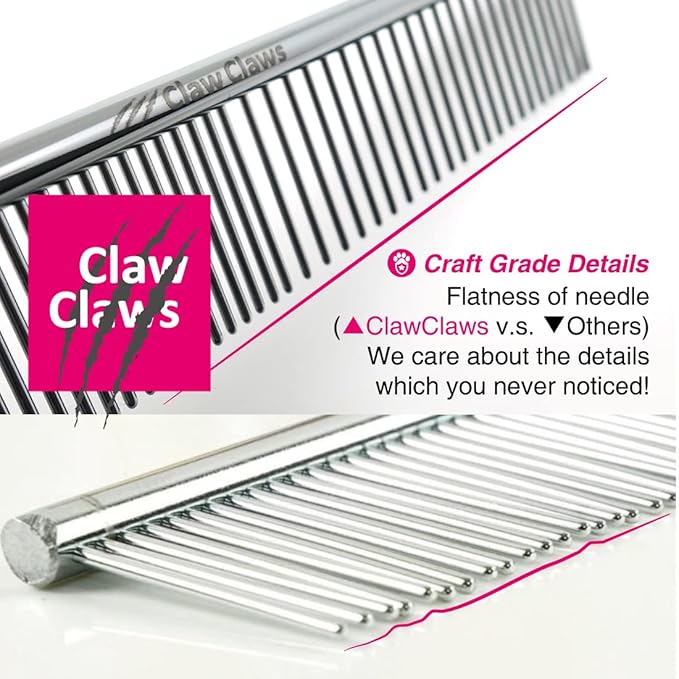 6.1" Comb with Rounded Ends Spine, Pet Comb for Professional Groomer Tool, for Short to Medium Haired Dog, Cat and other pets.-PurrikoPets