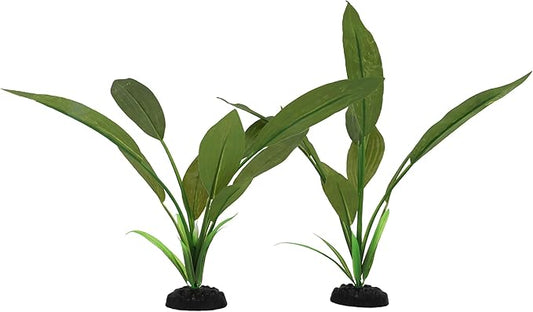 2-Pack 12 Inch Aquarium Silk Aquarium Plants, Artificial Plastic Plant for Small Tank, Goldfish, Fish Hides (Green C, 12 Inch)-PurrikoPets