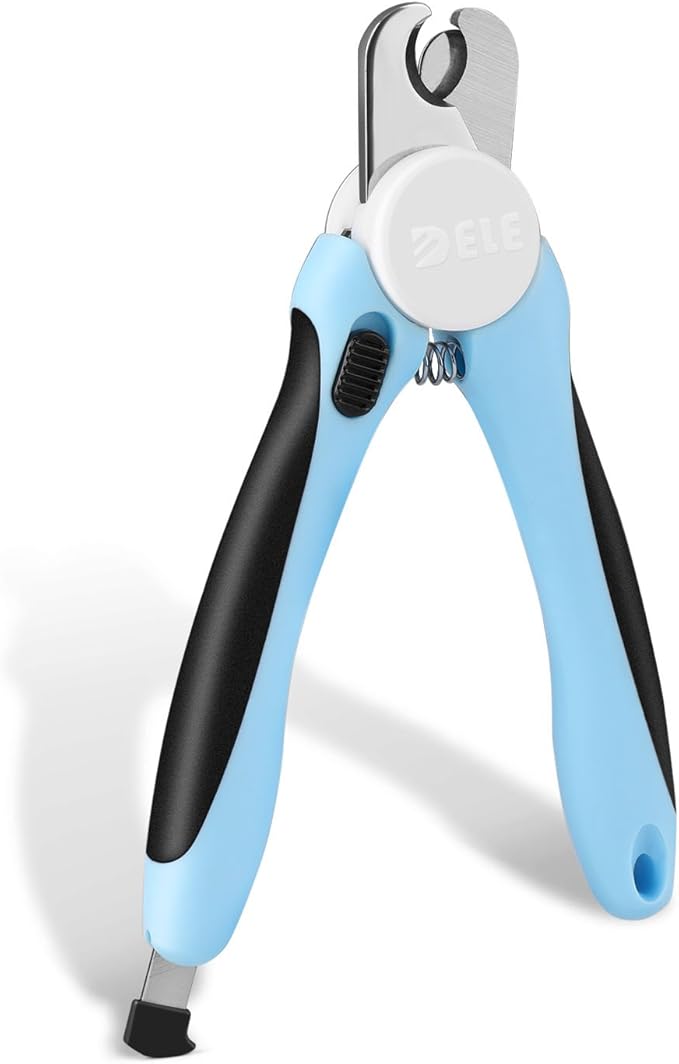 Flexzion Dog Cat Nail Clipper and Trimmer, Pet Toe Claw Scissor Grooming Tool with Stainless Steel Blades File Easy Grip Handle Safety Guard Avoid Overcutting for Small Medium Large Breed Puppy, Blue-PurrikoPets