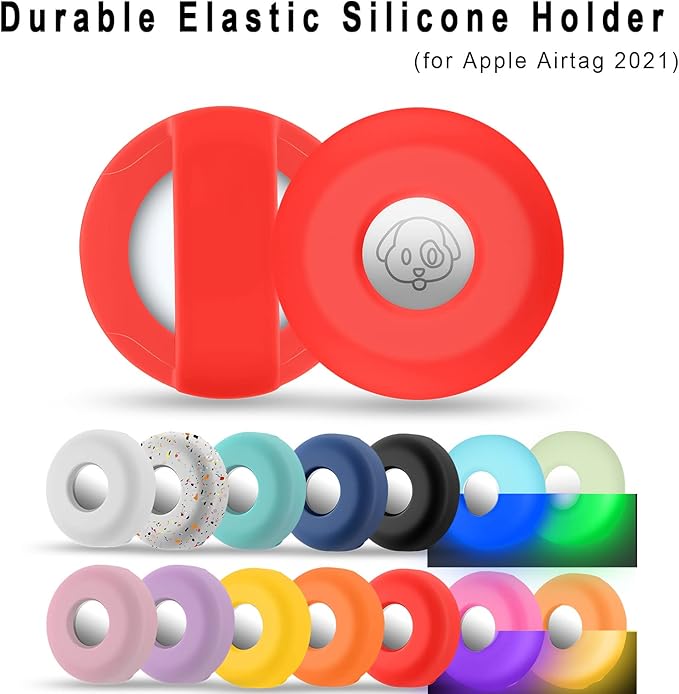 Airtag Holder for Dog Collar, Cibaabo Silicone Air Tag Case Cover Compatible with Apple Airtags for 0.8-1.2inch Cat Pet Collar Harness Loop-PurrikoPets