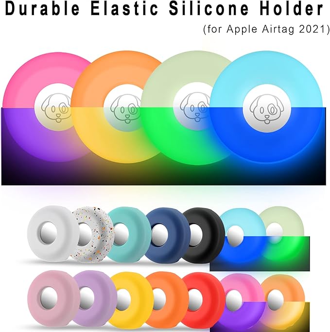 Airtag Holder for Dog Collar, Cibaabo Silicone Air Tag Case Cover Compatible with Apple Airtags for 0.8-1.2inch Cat Pet Collar Harness Loop-PurrikoPets