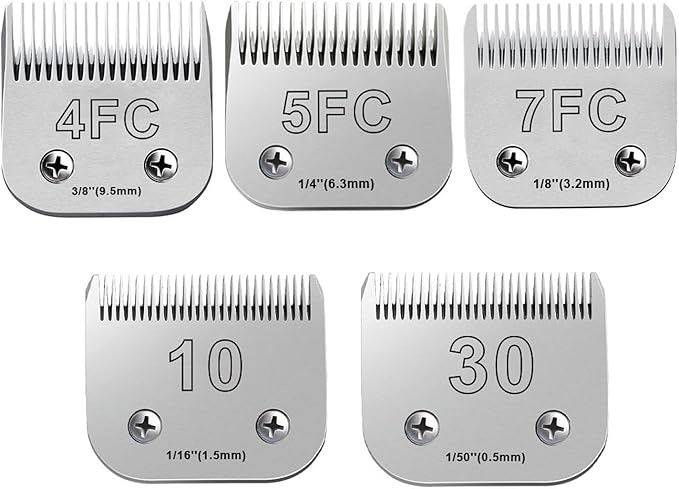 5Pack Dog Grooming Blades Compatible with Andis Dog Clippers,Dog Clipper Blades Compatible with Oster A5,Wahl km10 Dog Clippers for Animal Dog Cat Horse,Stainless-Steel Blade Sharp-PurrikoPets