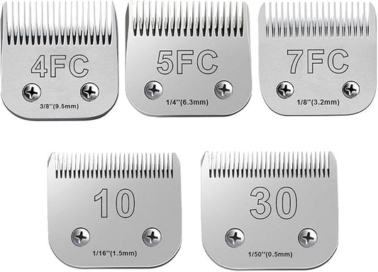 5Pack Dog Grooming Blades Compatible with Andis Dog Clippers,Dog Clipper Blades Compatible with Oster A5,Wahl km10 Dog Clippers for Animal Dog Cat Horse,Stainless-Steel Blade Sharp-PurrikoPets