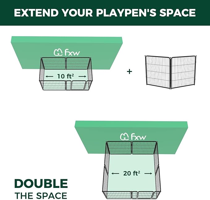 FXW Homeplus Unleashed Indoor Dog Playpen - Stress-Free and Safe Play, Heavy Duty 32 Inch 2 Wire Panels Dog Pen for Small and Medium Dogs, Black│Patented-PurrikoPets