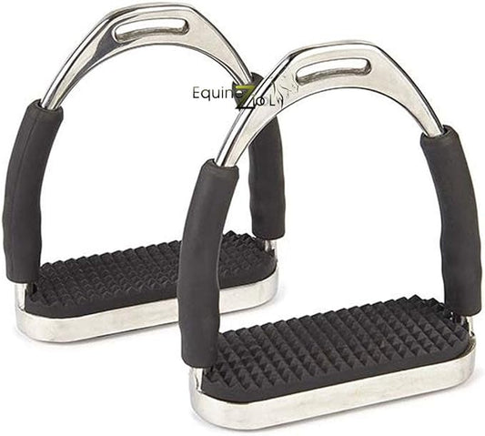 Flex Stainless English Saddle Stirrups Iron Pads Knee Ankle Stress Pain Relief-PurrikoPets