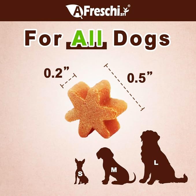 Afreschi Natural Turkey Treats Star Bites –16 oz, Hexagonal Shape, USA-Sourced Trukey, All-Natural, Hypoallergenic, Low-Fat, Healthy & Easily Digestible, Puppy & Training Snack & Small Dogs-PurrikoPets