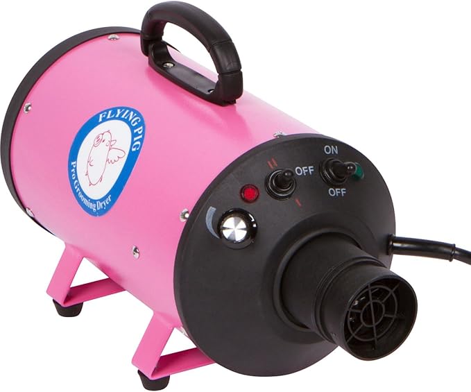 Flying Pig High Velocity Dog Pet Grooming Dryer w/Heater (Model: Flying One, Pink)-PurrikoPets