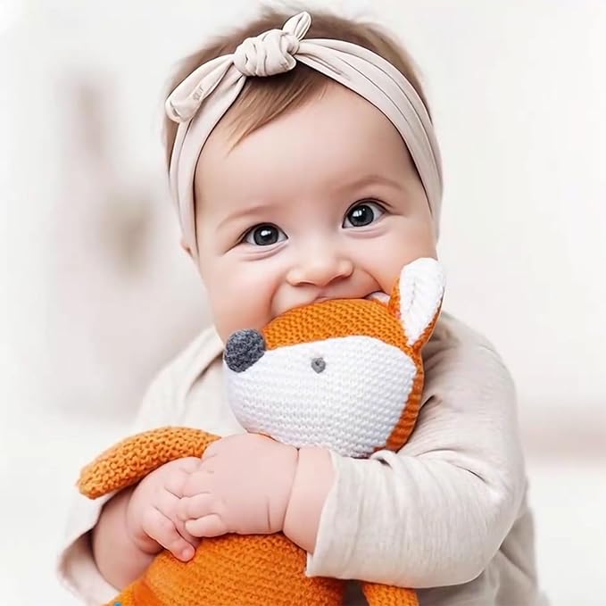 100% Organic Cotton Baby Toys Orange Fox Stuffed Animals for Newborn 7.1"-PurrikoPets