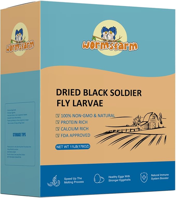 11LB Dried Black Soldier Fly Larvae,Chicken Feed More Calcium Than Mealworms for Chickens,Laying Hens,Blue Birds-PurrikoPets