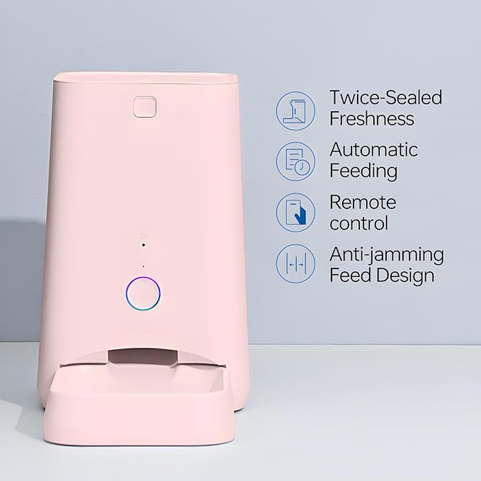 DOGNESS 6L Smart Feeder, Wi-Fi Enabled Pet Feeder for Cat and Dog, Smartphone App for iOS and Android, Portion Control, Fresh Lock System Auto Food Dispenser Pink-PurrikoPets