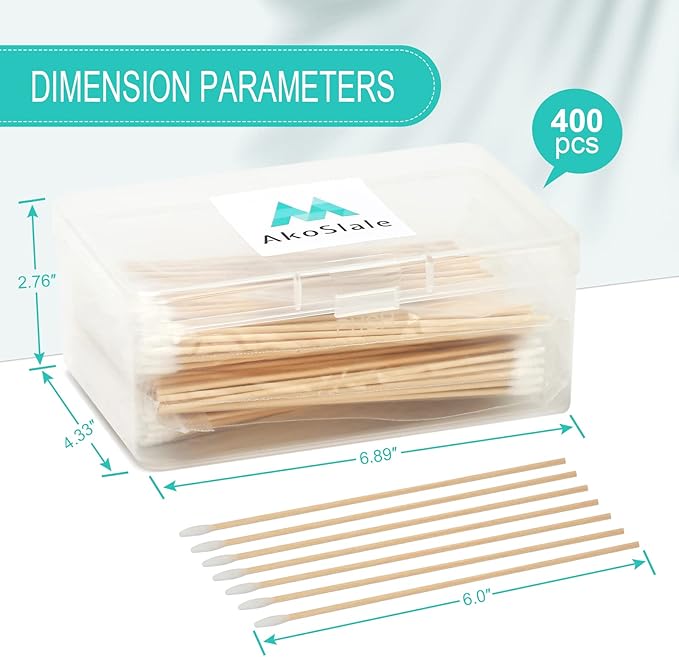 Extra Long Cotton Swabs, 400 Counts, 6-Inch | Lint-Free Tips for Gentle Cleaning of Small Dogs, Guns, Electronics, Makeup, and Crafts | Durable Wooden Sticks with Convenient Storage Box-PurrikoPets