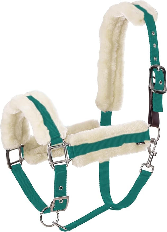 Equinavia Valkyrie Soft Ultra Fleece Padded Adjustable Breakaway Horse Halter - Turquoise/White - Warmblood-PurrikoPets