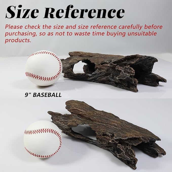 Fish Tank Decorations - Large Aquarium Decorations Air Bubbler Tree Fish House for Betta Hideout Caves Buddha Decor Temple Ruins Arched Betta Fish Accessories Reptile House Shelter Decor (Wood A-M)-PurrikoPets