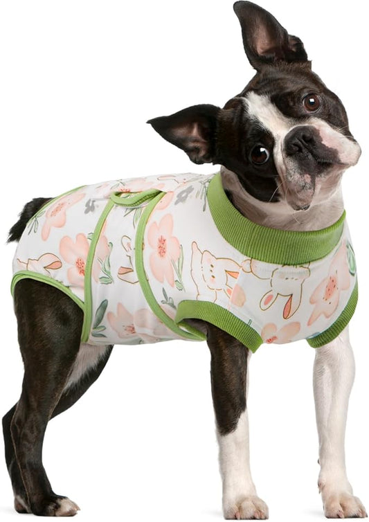 FUAMEY Dog Recovery Suit Male,Dogs Surgery Neuter Suits Puppy Spay Shirts for Female Protect Dog's Skin Anti Licking Abdominal Wounds Doggie Onesie Pet Bodysuit Alternative to Cone Rabbit Flower L-PurrikoPets