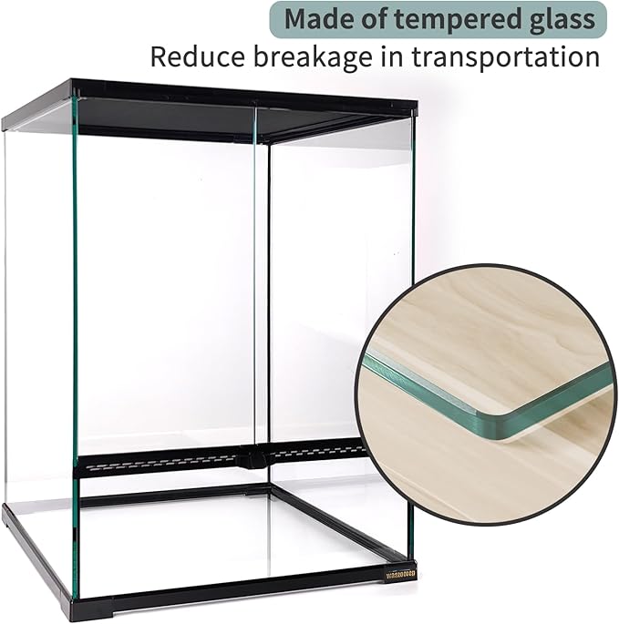 30 Gallon Tall Reptile Glass Tank Terrarium 18"x18"x24" Large Habitat Enclosure for Gecko,Lizard,Chameleon,Frog,Snake,No Install Needed and Come with Tank Background-PurrikoPets