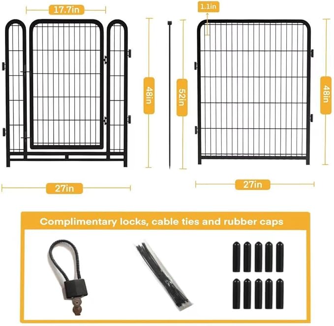 Dog Playpen 48 inch(H) 8 Panels Total 17.7 Ft(L) Dog Fence Outdoor for Yard. Wide Door Low Threshold，Metal Dog Pen Heavy Duty Pet Puppy Exercise Pen for Rv Camping Garden Yard-PurrikoPets