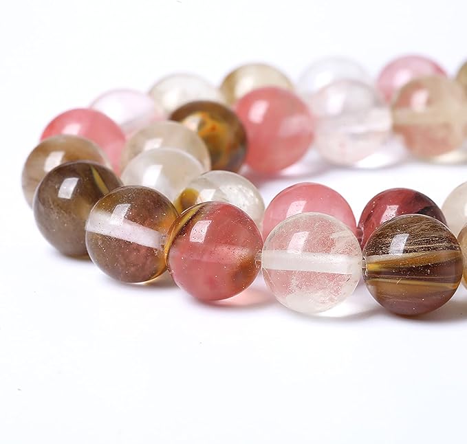 38PCS 10mm Natural Stone Beads Watermelon Tourmaline Gemstone Round Loose Spacer Beads for Jewelry Making DIY Bracelet Necklace 15 Inch,Energy Stone Healing Power