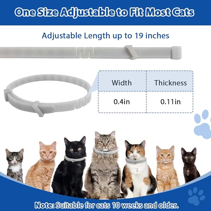 4 Pack Adjustable Flea and Tick Collar for Cats, Natural Plant Oil Formula Cat Flea Collar Provides 32-Month Protection for Flea Tick, Glow-in-The-Dark & Waterproof Cat Flea Treatment for All Cats-PurrikoPets