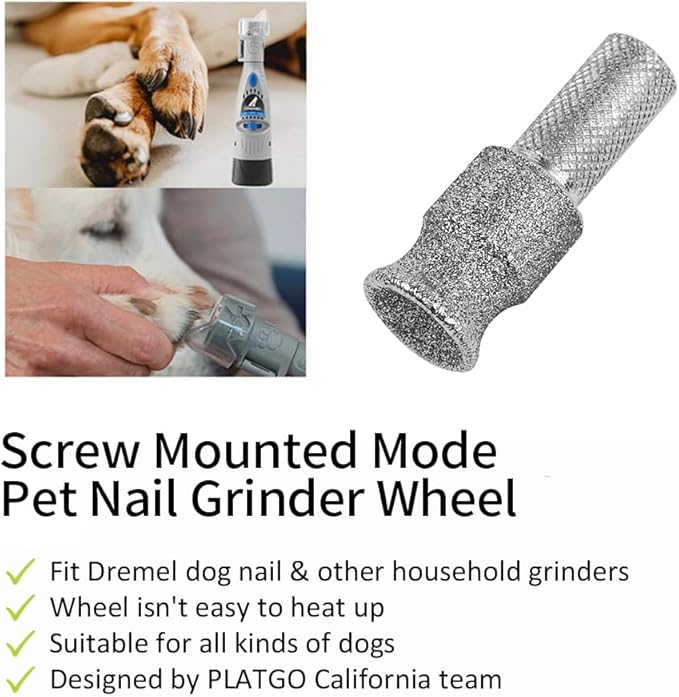 FlashA+60 Diamond Dog Nail for Dremel, Screw-Mounted Mode Nail Dremel Tool for Dogs, Especially Suitable for Long-Haired Dogs, Dremel Polishing Bits, Animals Nail Care & Home Grinder Tools-PurrikoPets