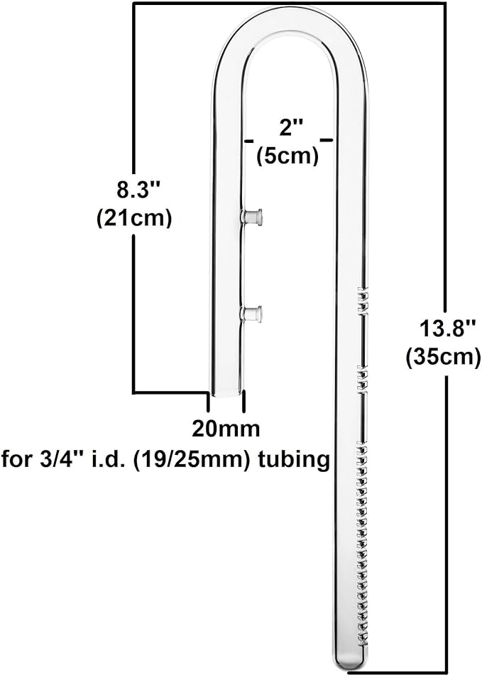 Glass Lily Pipe Set Outflow with Surface Skimmer & Multi-Level Water Intake (20mm for 19/25mm (3/4'' i.d.) tubing)-PurrikoPets